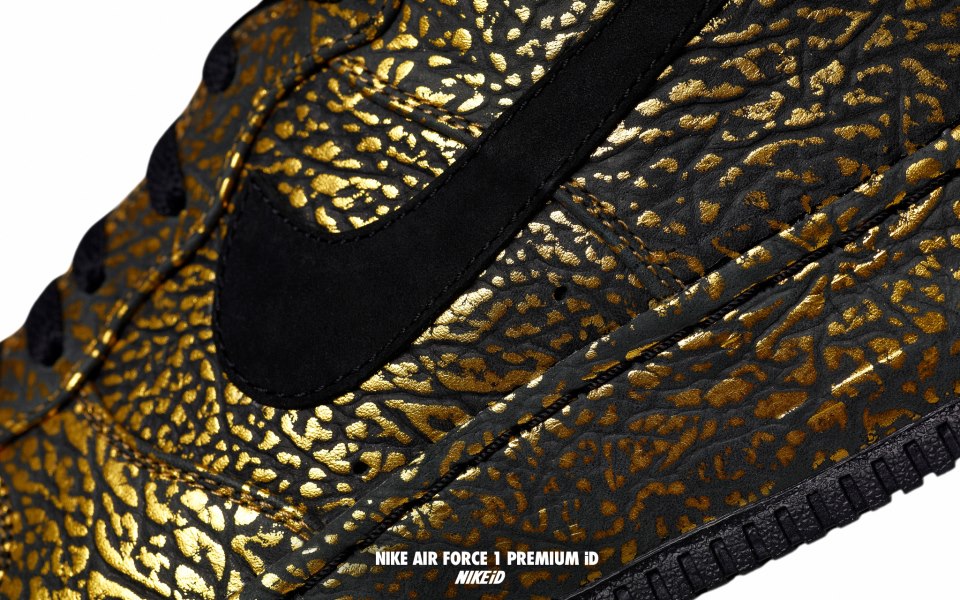 Nike Air Force 1 Id Metallic Gold Elephant Print 02
