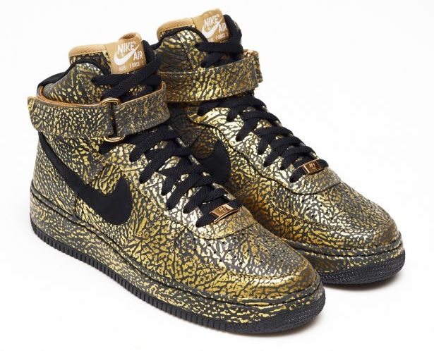 Nike Air Force 1 Id Metallic Gold Elephant Print 03