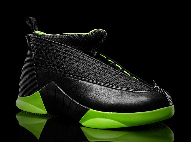 black and neon green jordans