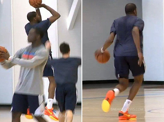 Kevin Durant Practices in Unidentified Low-Cut Nike Model