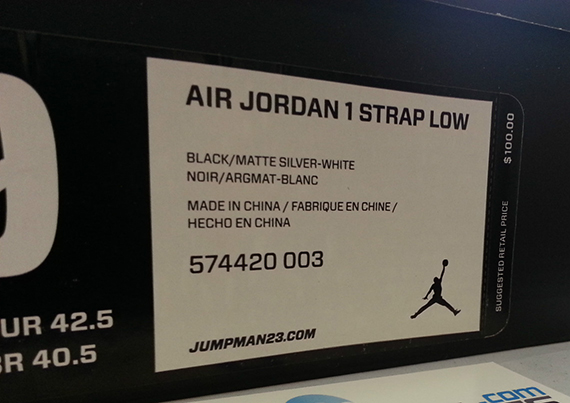 Air Jordan 1 Low Strap Black/Matte Silver-White #574420-003 YEAR 2012 Size  15