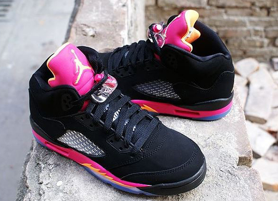 Air Jordan 5 Retro Gs Black Bright Citrus Fusion Pink 10