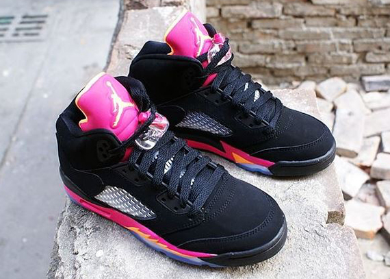 Air Jordan 5 Retro Gs Black Bright Citrus Fusion Pink 2