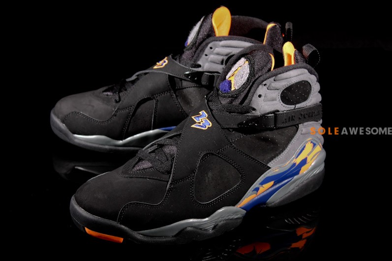 Air Jordan Viii Black Bright Citrus Cool Grey Deep Royal Blue 09