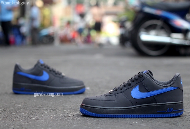 blue and grey air force ones