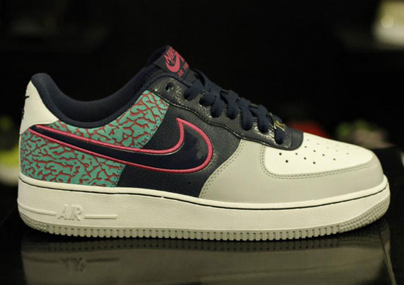 Nike Air Force 1 Teal Elephant Print Purple Swoosh