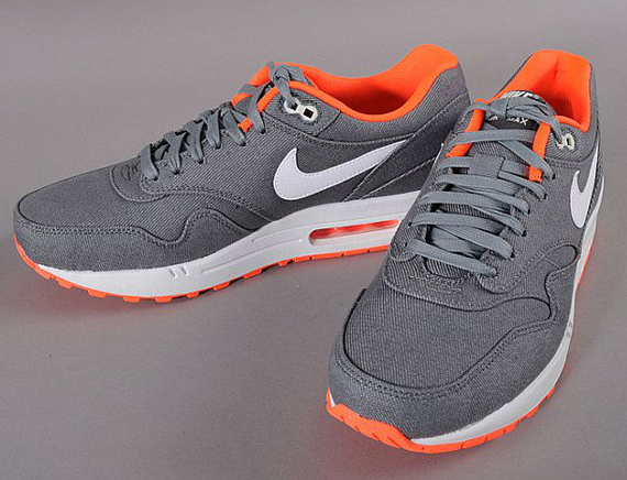 Nike Air Max 1 – Grey Denim Twill – Orange