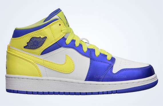Air Jordan 1 Mid Gs White Violet Force Electric Yellow 2