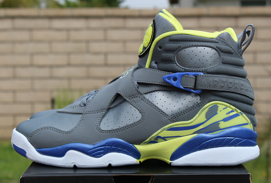 Jordan 8 hot sale grey blue yellow