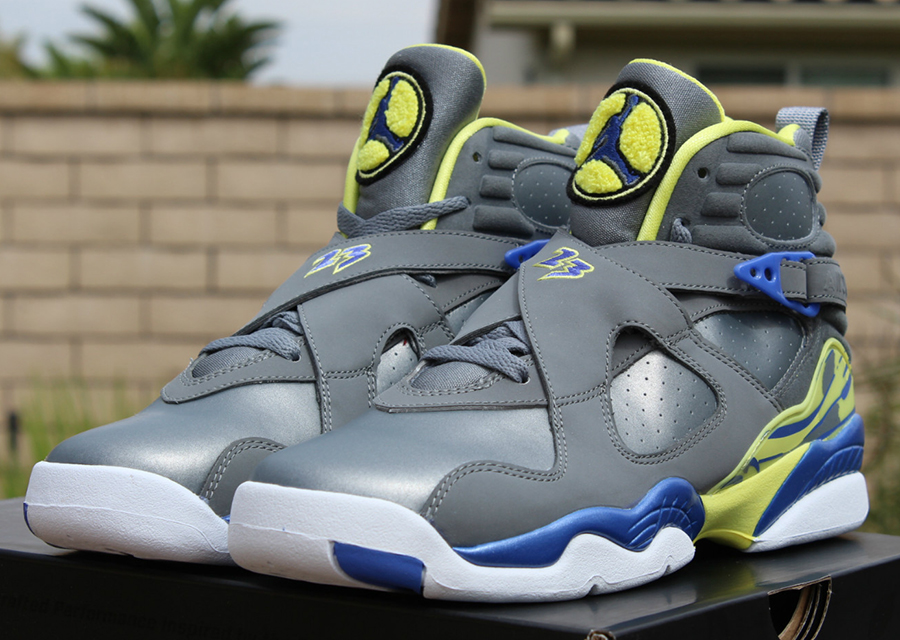 jordan 8 grey blue yellow