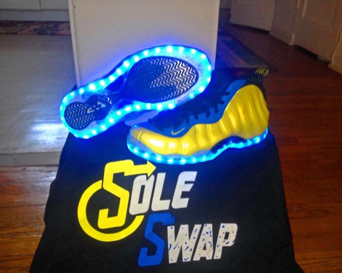 Nike Air Foamposite One Electrolime Blue Light Up Customs 01