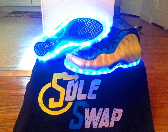 Nike Air Foamposite One Electrolime Blue Light Up Customs 02