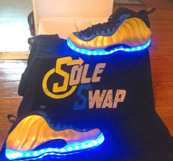 Nike Air Foamposite One Electrolime Blue Light Up Customs 04