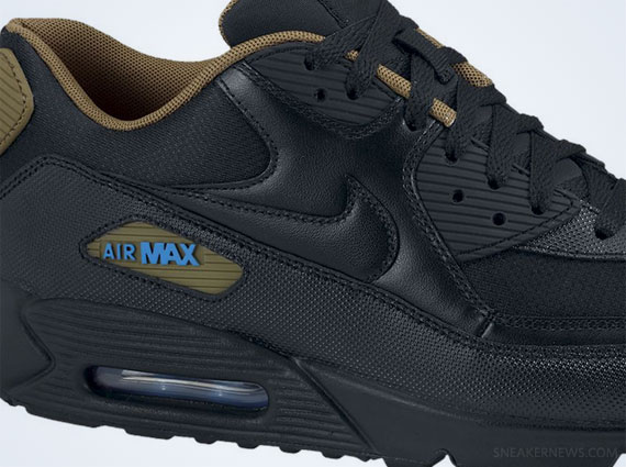 nike air max 90 black black photo blue 3