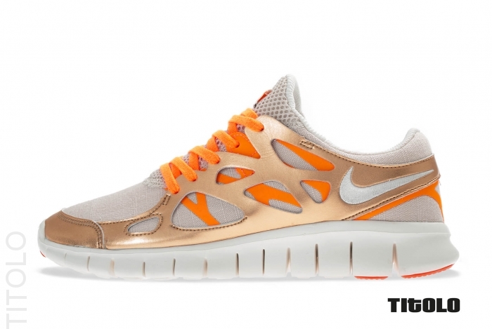 Nike Free Run 2 Metallic Gold Bright Citrus 1