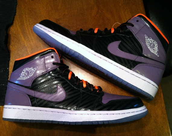 black purple and orange jordans