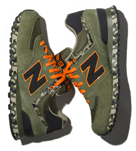 New Balance 574 Camo Olive And Orange 