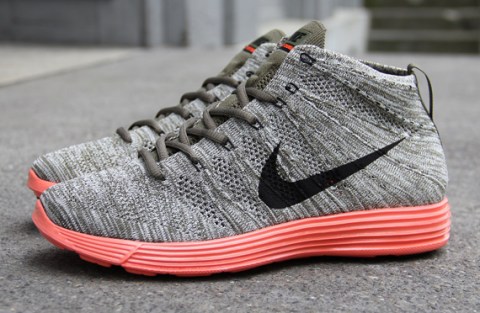 Nike Lunar Flyknit Chukka - Tarp Green - Black - Silver - Total Crimson ...