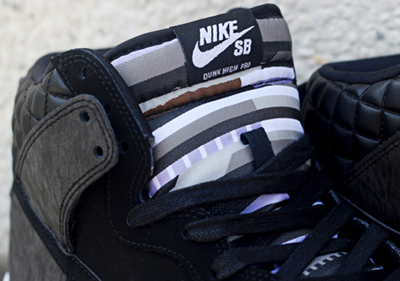 Nike Sb Dunk High Premium Black Grey Quilted Leather 1