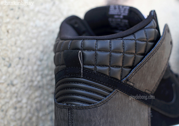 Nike Sb Dunk High Premium Black Grey Quilted Leather 6