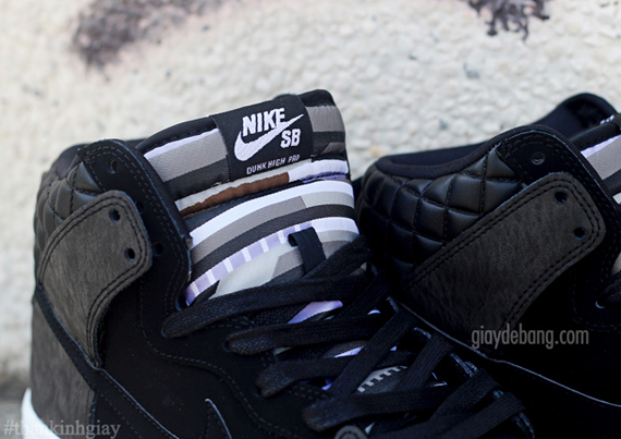 Nike Sb Dunk High Premium Black Grey Quilted Leather 7