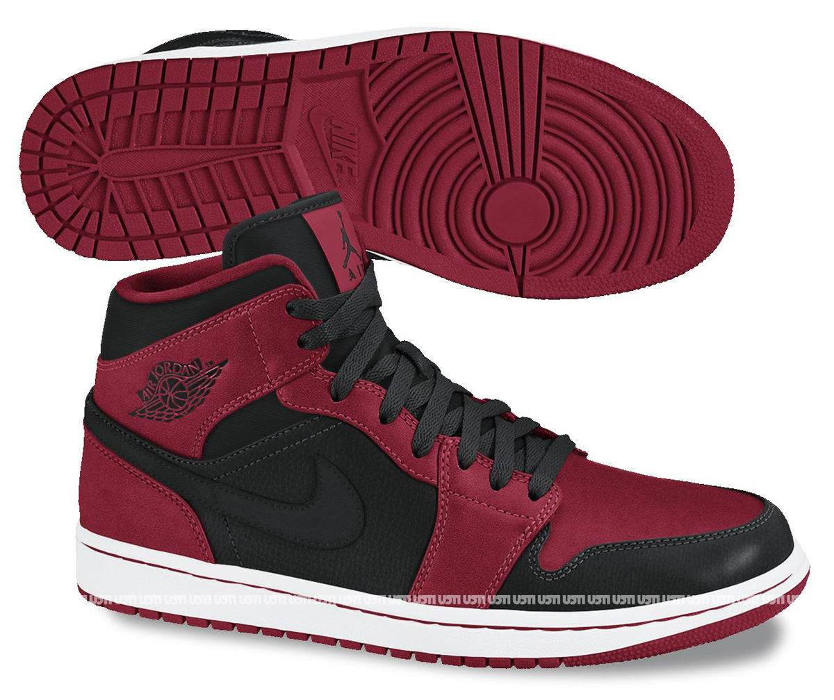 Air Jordan 1 Mid Black Gym Red 2