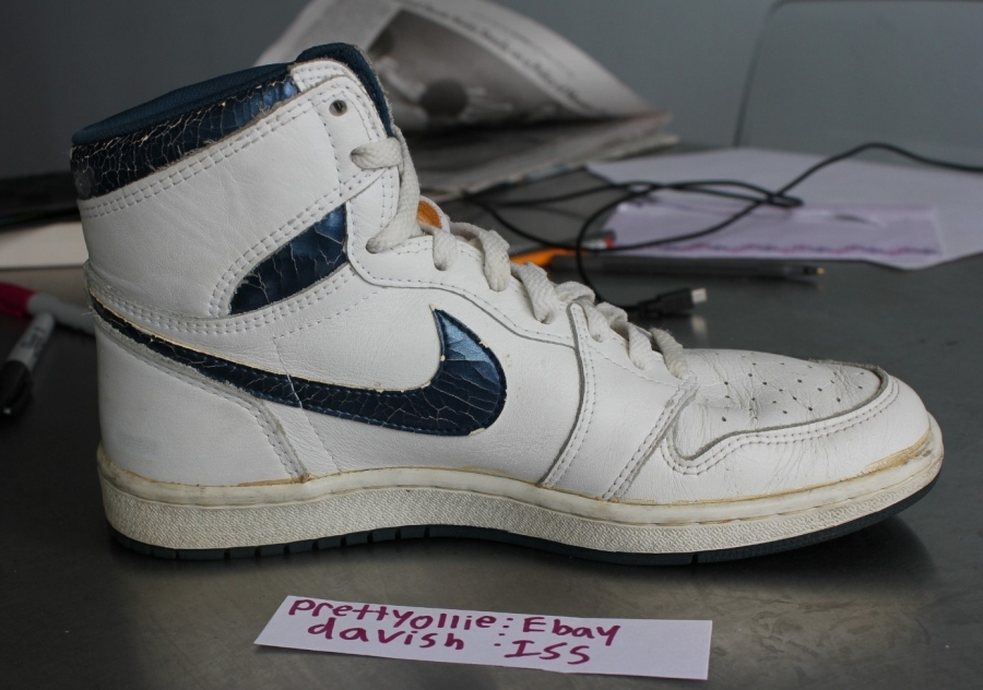 Air Jordan 1 White Metallic Blue Original Pair On Ebay 07