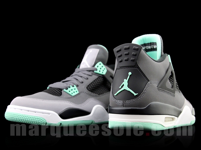 Air Jordan Iv Dark Grey Green Glow Cement Grey Black 03