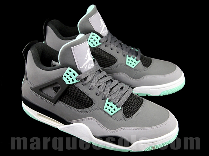 Air Jordan Iv Dark Grey Green Glow Cement Grey Black 04
