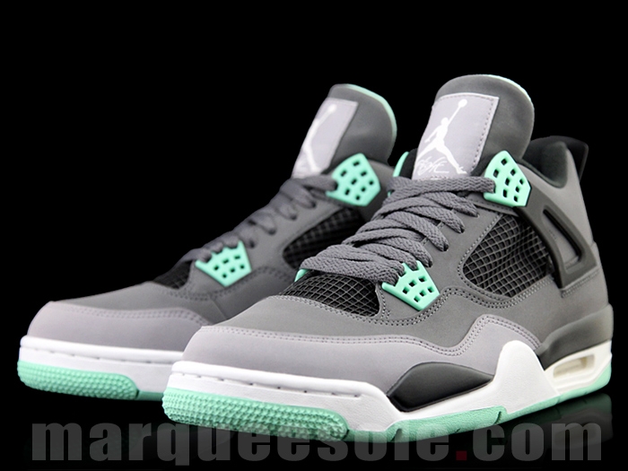 Air Jordan Iv Dark Grey Green Glow Cement Grey Black 05