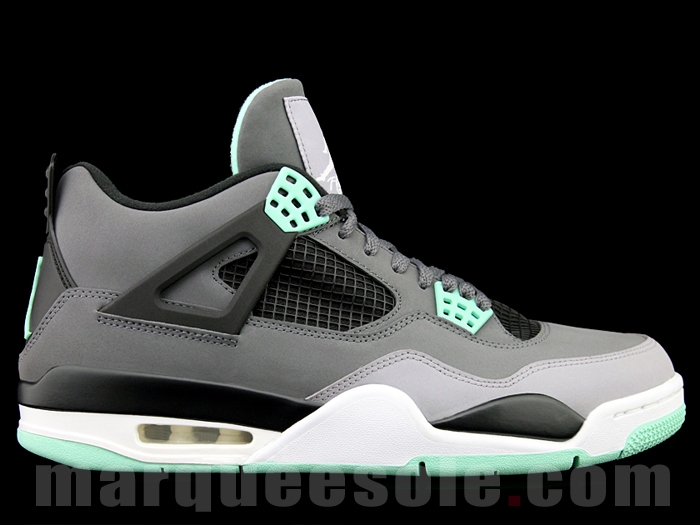 Air Jordan Iv Dark Grey Green Glow Cement Grey Black 06