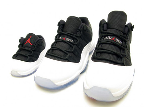 Air Jordan Xi Low White Black Red Full Family Sizes