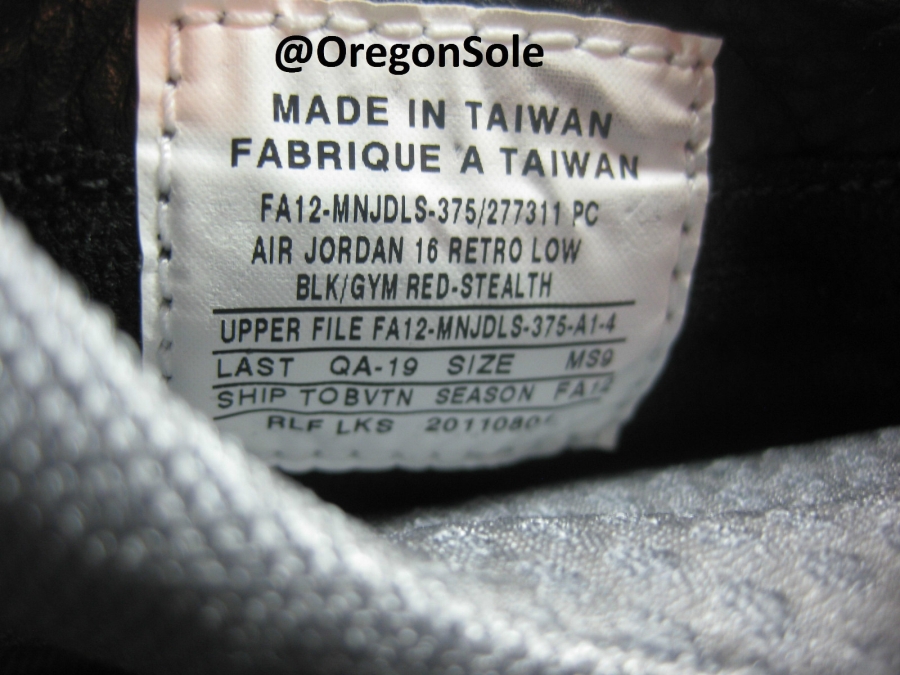 Air Jordan Xvi Low Black Gym Red Stealth Unreleased Sample 01