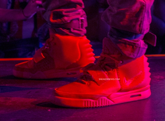 Red Air Yeezy 2 On Feet