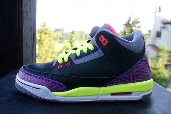 Air Jordan III GS - Black - Purple - Volt - SneakerNews.com