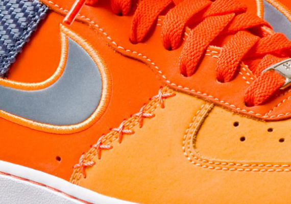 orange and grey air force ones