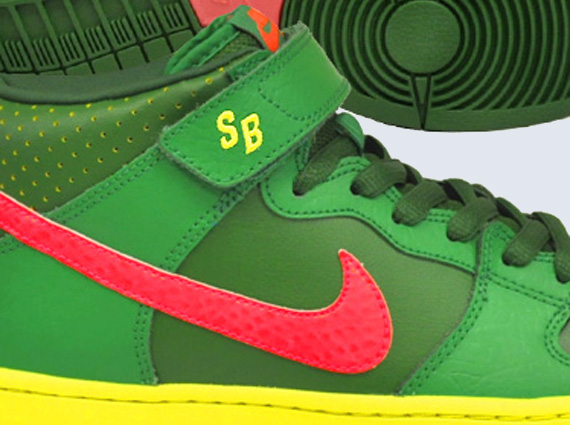 Nike Sb Dunk Mid Atomic Red Lucky Green