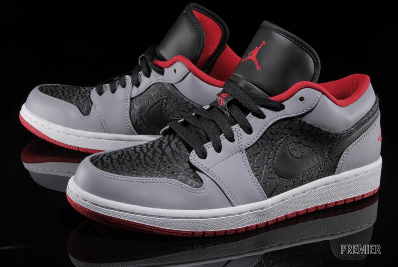 Air Jordan 1 Low Black Gym Red Cement Grey Elephant 5
