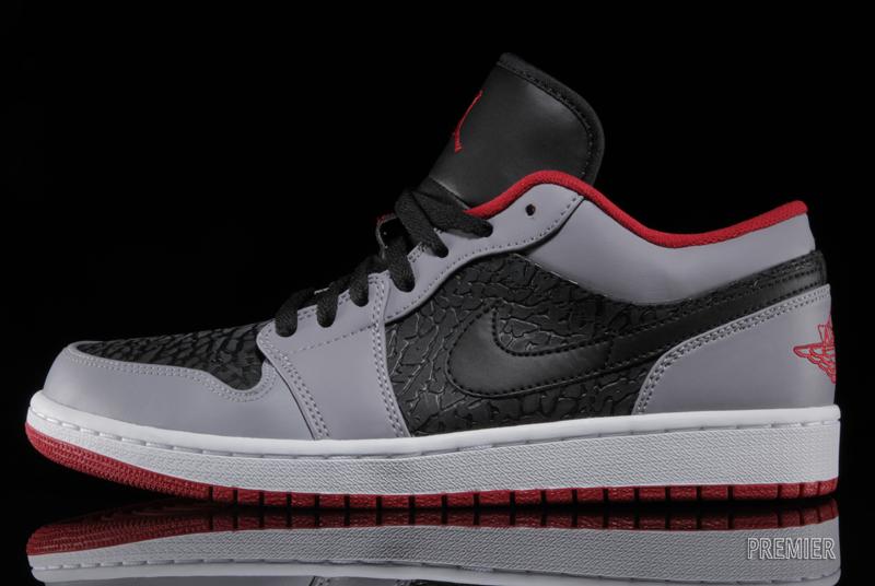 Air Jordan 1 Low Black Gym Red Cement Grey Elephant 6