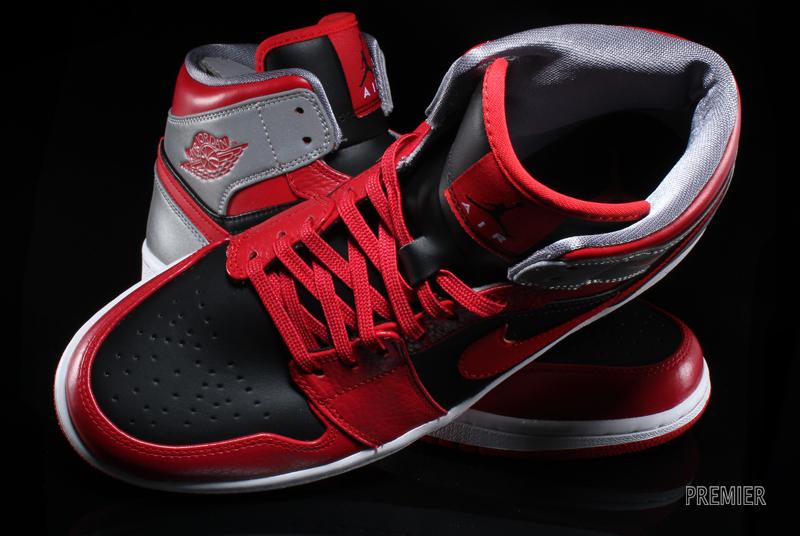 Air Jordan 1 Mid Fire Red Black Cement Grey Reflective Silver 01