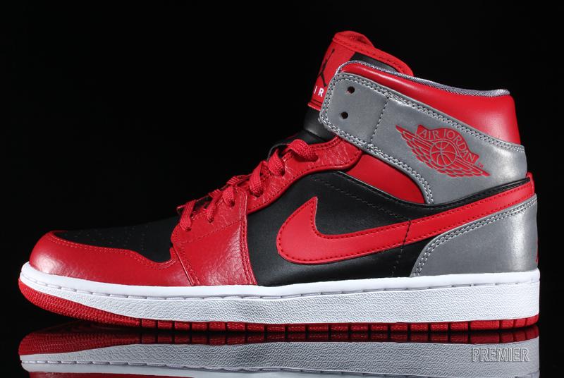 Air Jordan 1 Mid Fire Red Black Cement Grey Reflective Silver 06