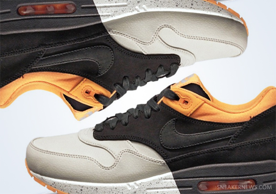 Nike Air Max 1 Premium – Pale Grey – Dark Charcoal – Laser Orange