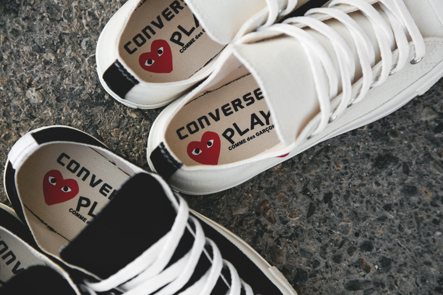 comme des garcons play converse on feet