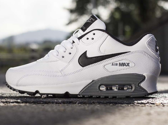 Nike Air Max 90 Essential Leather White - Black - Cool Grey - SneakerNews.com