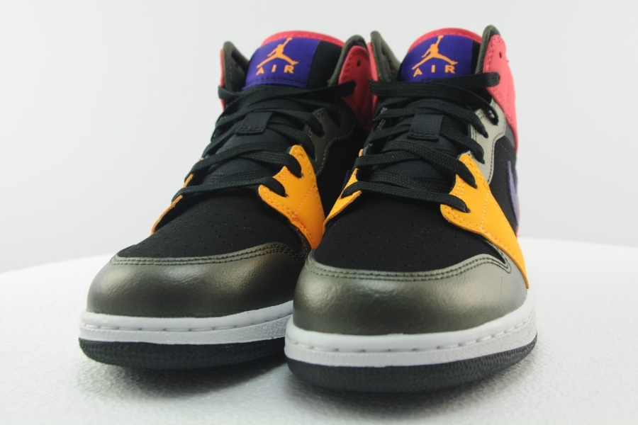 Air Jordan 1 Mid Gs Black Red Purple Yellow 01