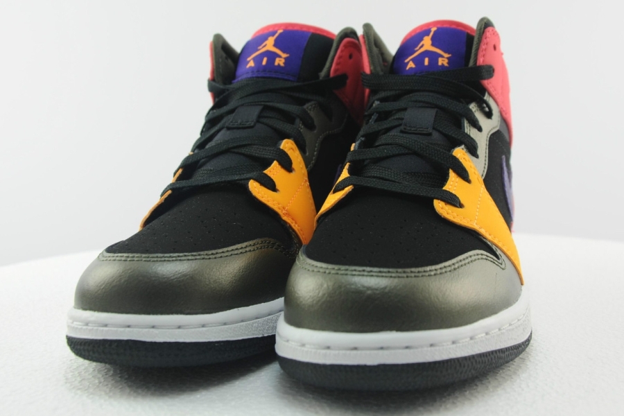 Air Jordan 1 Mid Gs Black Red Purple Yellow 07