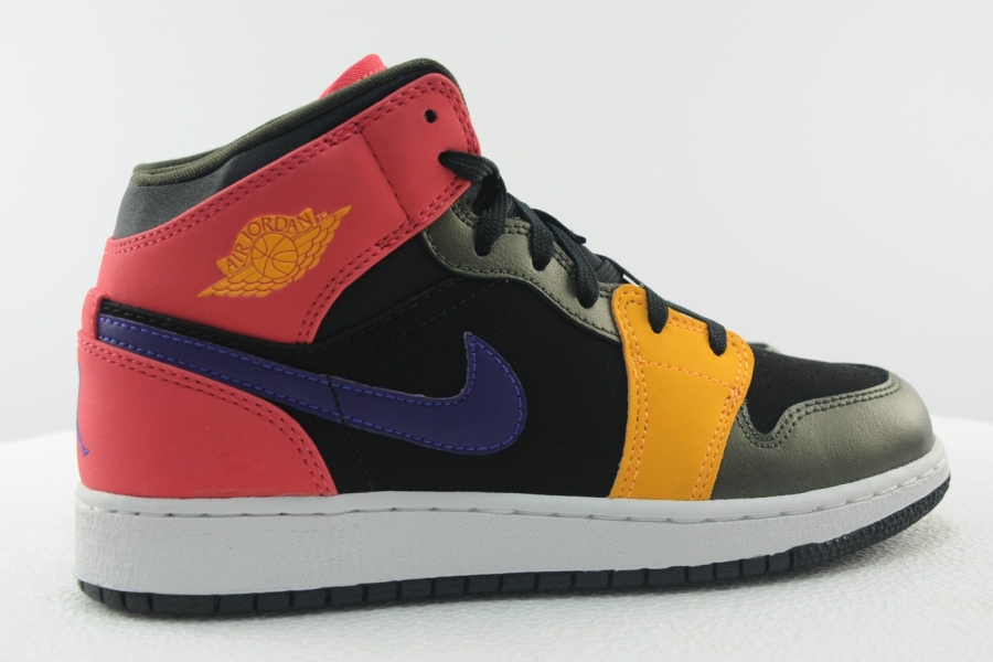 Air Jordan 1 Mid Gs Black Red Purple Yellow 09