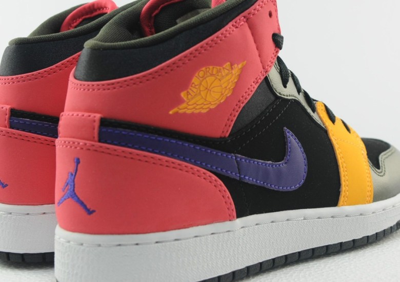 Air black and purple jordans 1 Jordan 1 Mid GS - Black - Red - Purple - Yellow - SneakerNews.com