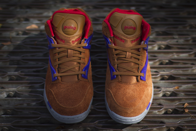 Reebok Pump Omni Lite Brown Suede Red Purple 7