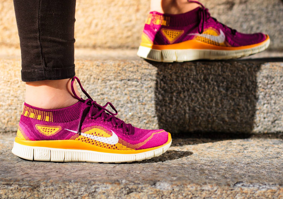 Nike Wmns Free Flyknit Red Berry Orange 3